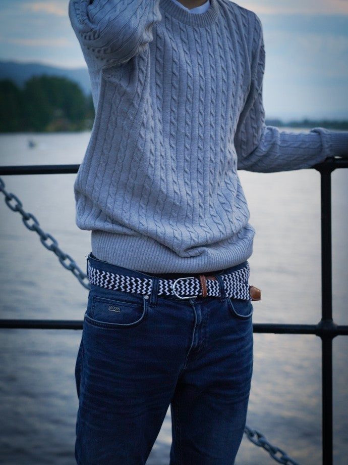 PATTERNED BRAIDED CREWNECK
