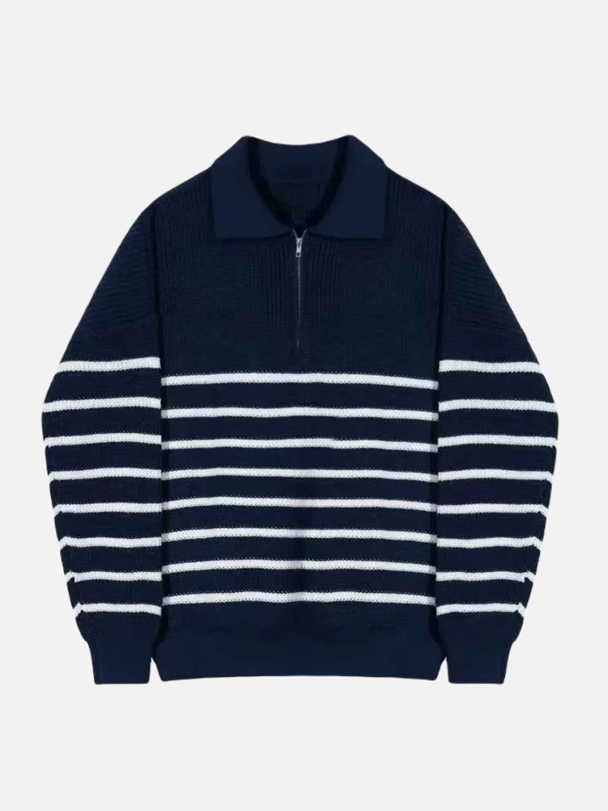 STRIPED HALF-ZIP COTTON KNIT