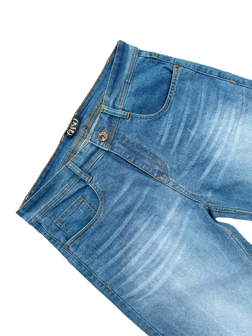 STRAIGHT FIT MID-WAIST JEANS BLUE WASH